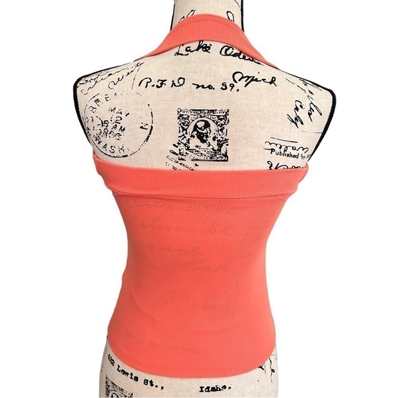 Silence + Noise Urban Outfitters Ribbed Coral Halter Top XS - Picture 4 of 8
